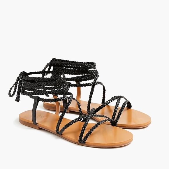 NEW JCrew braided vegan lace up sandals black 7  - Picture 1 of 6